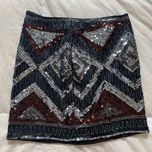 H&M Sequined Black & Silver mini skirt size 4